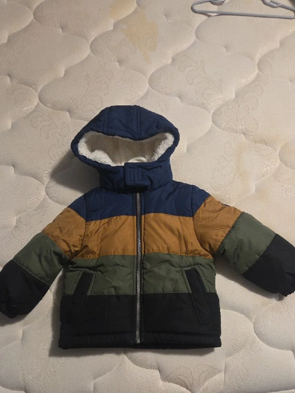 OshKosh B'gosh Boys' Colorblock Puffer Jacket - Black/Green/Gold/Navy